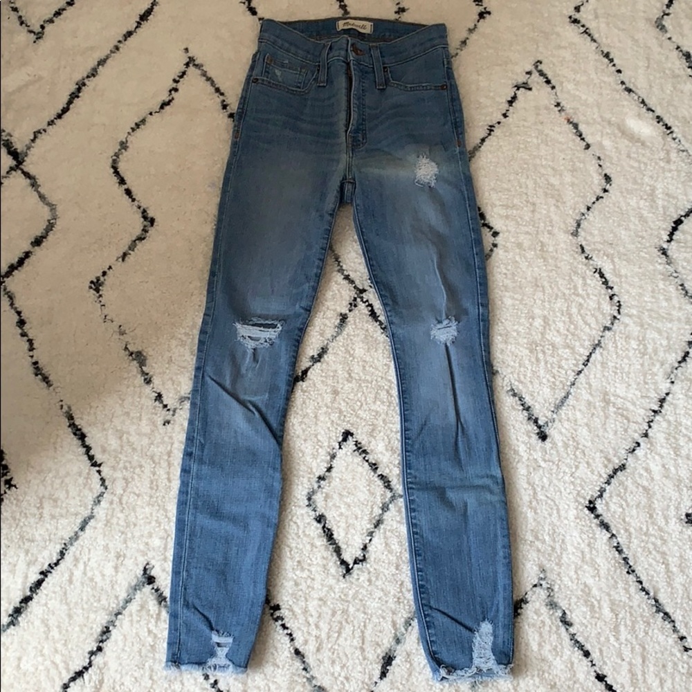 Madewell high rise distressed skinny jeans